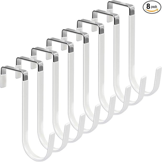 FYY Over the Door Hooks, Single-Hanger 8 Pack, Fits Doors 1 3/8" White | Heavy by FYY