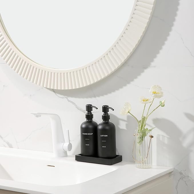 Prus Waso Black Soap Dispenser Bathroom Set | Soap and Lotion Dispenser Set - Image 5