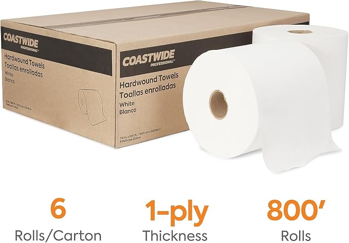 Coastwide Professional Hardwound Paper Towels, 800 ft./Roll, 6 Rolls/Carton - Image 2