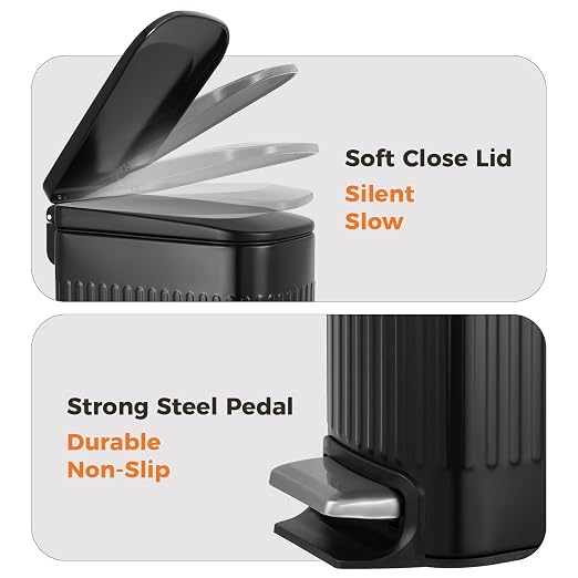 TrashAid Small Black Bathroom Trash Can - Image 4