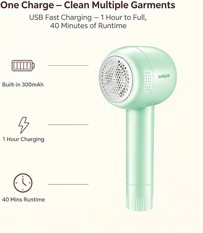 VGR 813 Rechargeable Fabric Shaver, 6-Blade Lint Remover, at home or while - Image 4