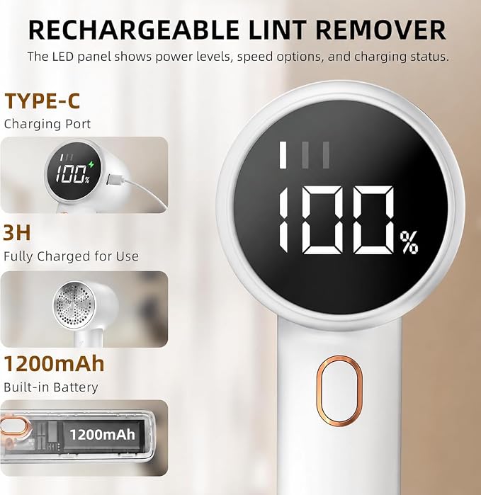 Fabric Shaver, Lint Remover Rechargeable, Electric Portable Sweater Defuzzer - Image 3