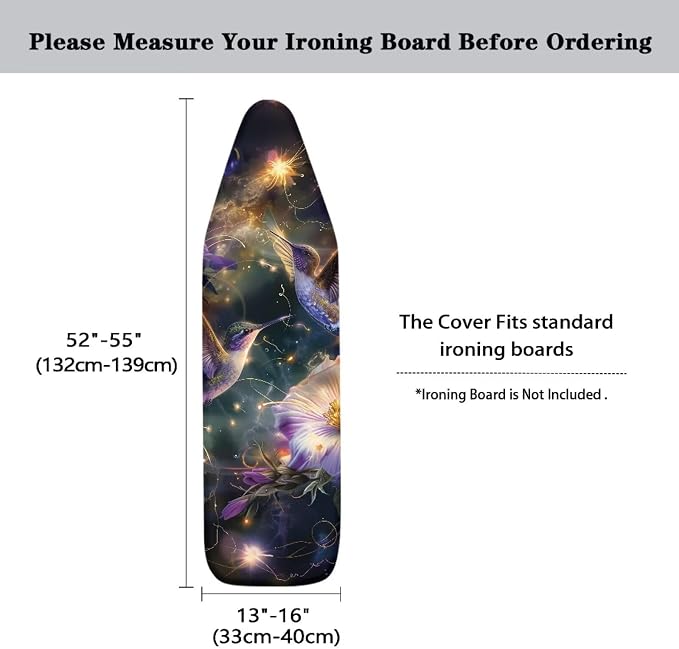 Glitter Hummingbird Ironing Board Cover and Pad 15x54 Standard Size Ironing - Image 6