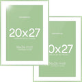 Homeforia 20x27 Picture Frame Sage Green, High End Metal 20x27 Poster Frames with Mat 16x24 Photo, 20 x 27 Sage Green Frame Matted to 16 by 24 Art, 27x20 Thin Frame, Tempered Glass, Wall Kit, Set of 2