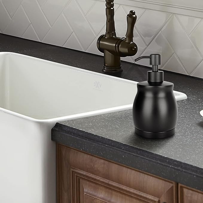 Black Stainless Steel Soap Dispenser, Modern Countertop Liquid & Lotion - Image 5