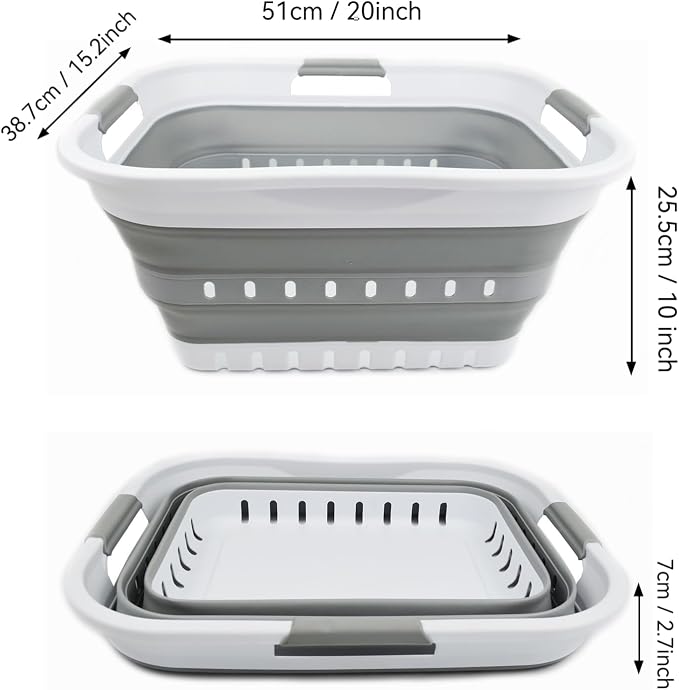 SAMMART 30L Collapsible 3 Handled Plastic Laundry Basket - Image 2