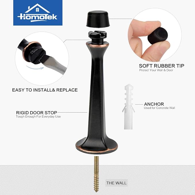 HOMOTEK 12 Pack Heavy Duty Solid Rigid Door Stop - Image 2