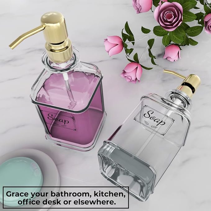 Soap Dispenser - 2 Pack, 18 Oz Antique Design Thick Glass Hand Soap Dispensers; - Image 5