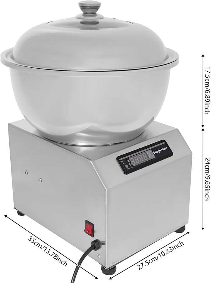 Commercial Dough Maker, 8KG Dough Kneading Machine, 1500W 110V Stainless Steel Dough Mixer Machine with Visible Lid for Bakery Pizzeria, Bidirectional Rotation Flour Mixer with Timing Function