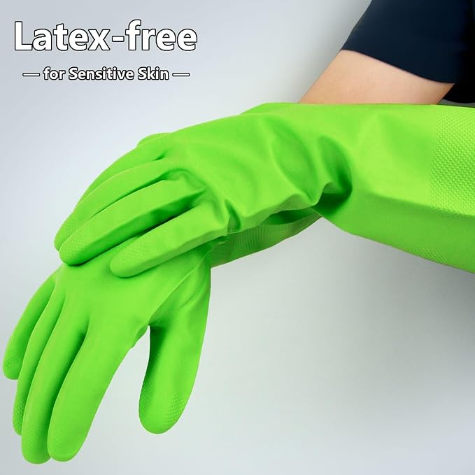 Cleanbear Reusable Dish Washing Rubber Glove Set of 3, Household Cleaning Gloves - Image 3
