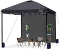 KAMPKEEPER 10x10 Easy Pop Up Canopy Tent with Sidewalls, Instant Outdoor Shade Shelter with Removable 10FT Sun Walls, Quick Setup Waterproof and UV-Resistant for Patio (Black, 1 sidewall)