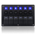 6 Gang Boat Rocker Switch Panel Marine Switch Panel Waterproof Marine Toggle Switches ON/Off with Circuit Breaker for Car RV Truck Automotive 12V-24V