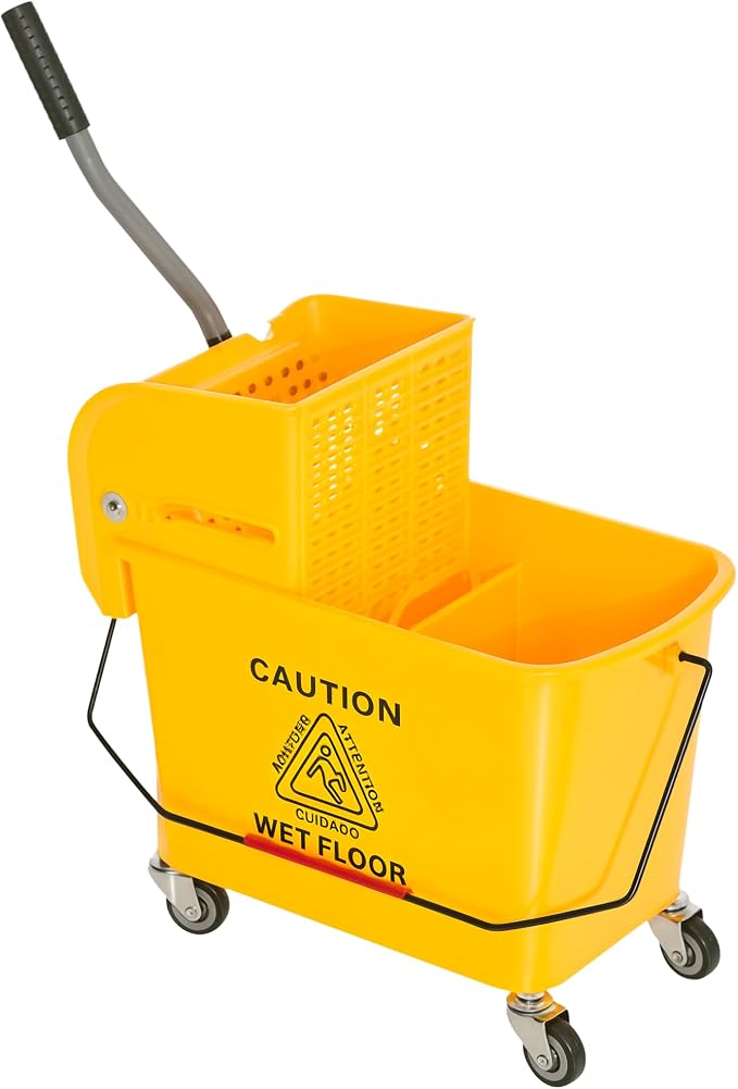 HOMCOM Compact Mop Bucket with Wringer on Wheels by HOMCOM