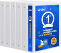 3 Ring Binder 1 Inch, ViVin Sturdy 1"-Round Ring Binder with 2 Interior Pockets, Clear View Cover, PVC-Free, Fits 200 Sheets of 8.5'' x 11'' Paper, Office Home School (6 Pack, White)