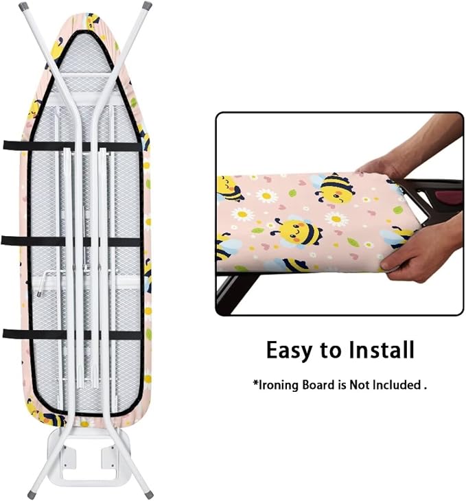 Bee Daisy Print Ironing Board Cover 15x49 Ironing Board Cover, Resist Scorching - Image 5