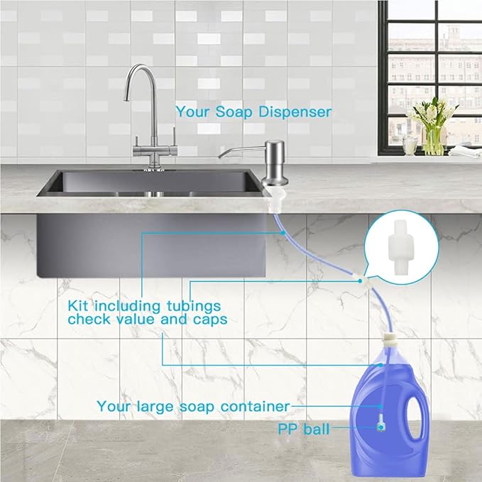 OHiHi Dish Soap Dispenser for Kitchen Sink, Countertop Sink Soap Dispenser - Image 3