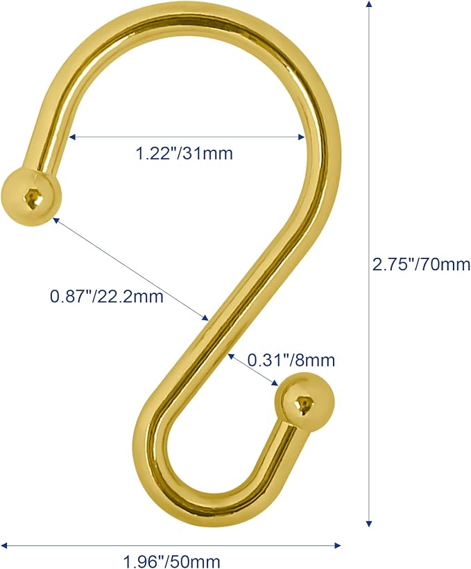 Metal Shower Curtain Hooks, Rust Proof Shower Curtain Hooks Rings, Durable S - Image 5