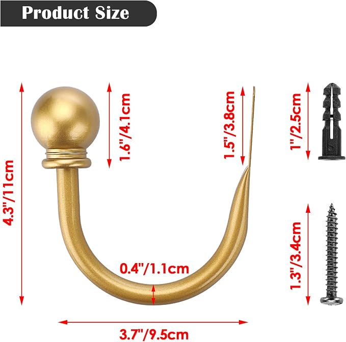 Sumnacon Curtain Holdbacks 2 Pcs Wall Mounted Curtain Tiebacks - Image 3