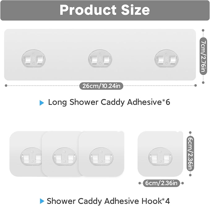 10 Pack Shower Caddy Adhesive Replacement, Strong Adhesive Hooks - Image 2