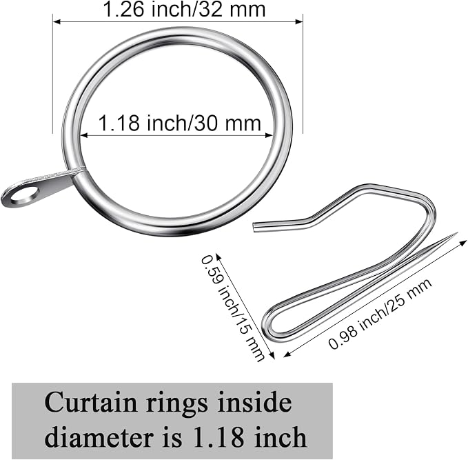 Qunclay 100 Set 0.98 Inch Metal Curtain Rings - Image 2