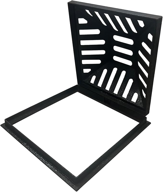 Ductile Iron Atrium Grate and Frame,18x18in Square Beehive Catch Basin Inlet, Metal Overflow Relief Gully Grates for Yard,Heavy Duty Swale Drain Grates Bolted with Base(Frame Size 20x20in)