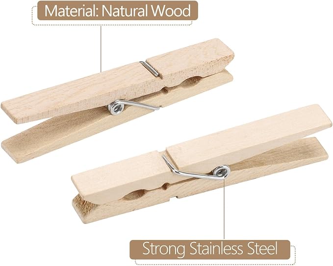 100pcs Clothes Pins Wood - Image 6
