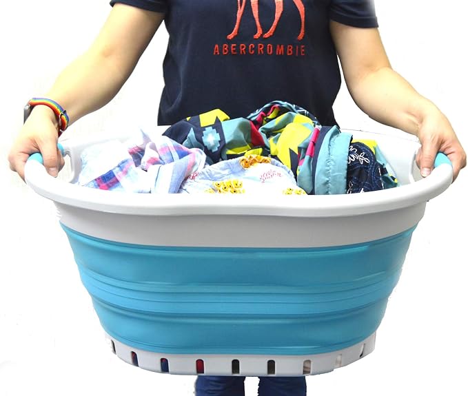 SAMMART 36L Collapsible 3 Handled Plastic Laundry Basket-Foldable Pop Up - Image 7