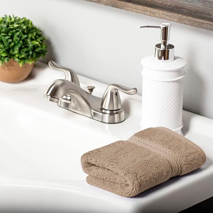 Superior Egyptian Cotton Plush & Absorbent, Face Towel Set of 6, Latte | Quick - Image 7