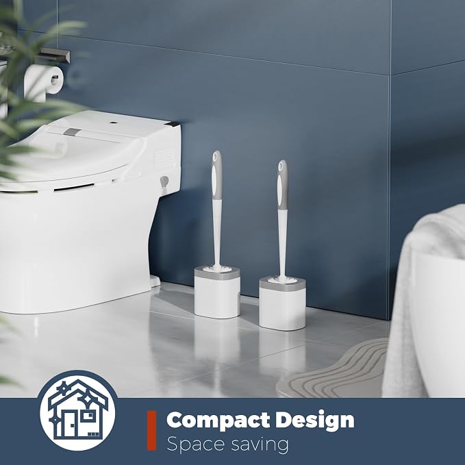 Holaloha Toilet Brush and Holder Set, Space Saving, 2 Pack, Ergonomic Silicone - Image 7