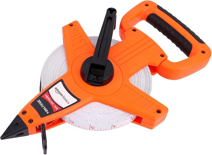 Amazon Basics Open Reel Fiberglass Measuring Tape, Shock-Absorbing Handle by AmazonBasics