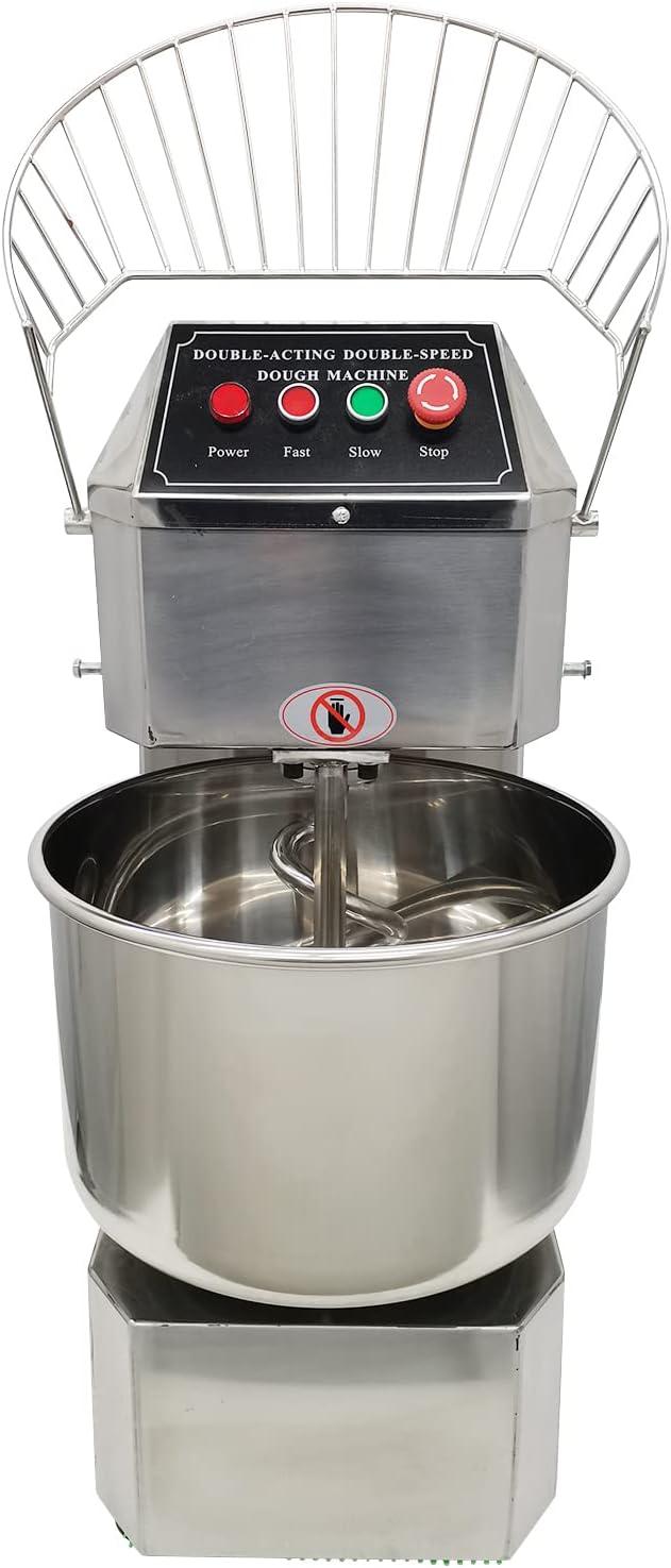 Commercial Dough Mixer, 20L Stainless Steel Bowl Electric Stand Mixer, Dual Rotating Dough Kneading Machine with 2 Speeds Adjustable, Heavy Duty Dough Mixing Machine for Bakery Pizzeria