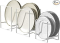 2 Large 1 Small Plate Organizers Holders Upright Cabinet Dish Drying Racks Metal Plate Dish Organizers Racks Stands for Countertop and Cupboard White