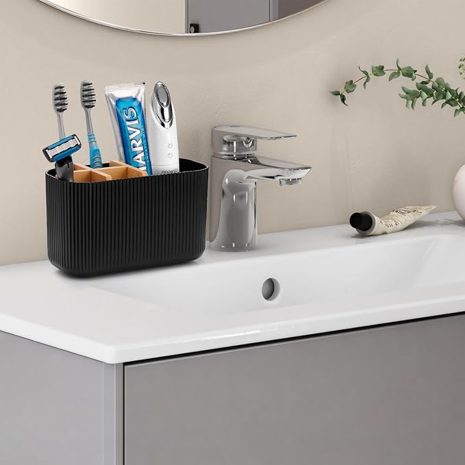 GFWARE Black Toothbrush Holder, 5 Slots Bathroom Organizers and Storage | - Image 2