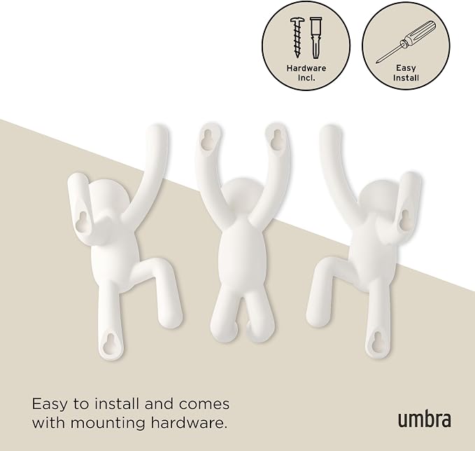 Umbra Buddy Wall Hooks, Decorative Wall Mount Coat Hooks, holds 5lbs per hook - Image 6