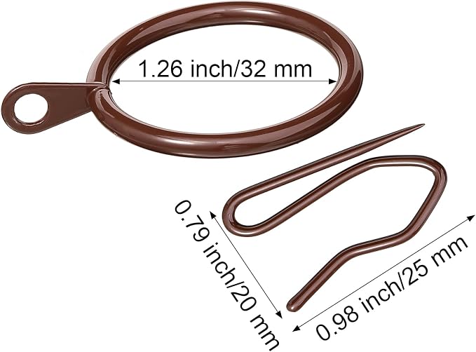 Hotop 60 Pcs 1.26 Inch Curtain Ring and 60 Pcs Pin Hook, 0.98/1.26/1.5/1.65 - Image 2