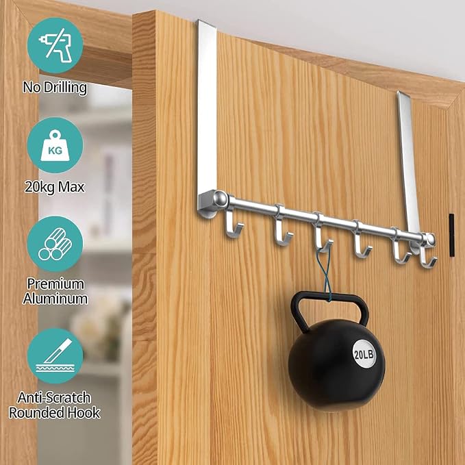 MGahyi Over The Door Hooks, Moving 6-Hooks, Over Door Towel Rack, Door Coat - Image 3