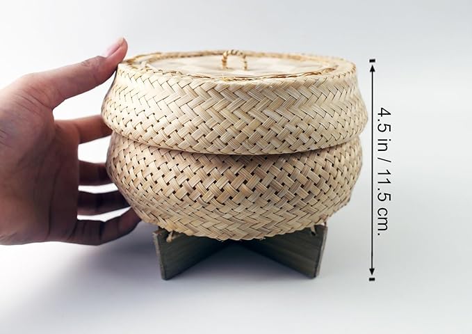Sticky Rice Pressure Cooker Slow Cook Set Bamboo Basket Steaming Kit Recipe With Water (Size 5.5 in.)