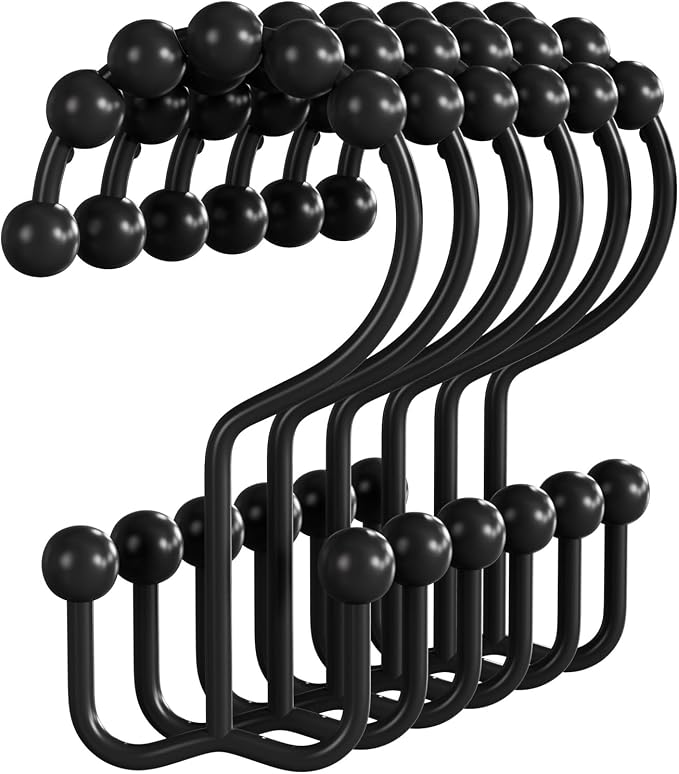 Bathway Shower Curtain Hooks Matte Black Shower Curtain Rings, Metal Shower by Bathway