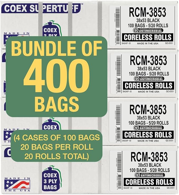 Aluf Plastics - 3 Ply Trash Bags, 44 Gallon, 1.25 Mil - Image 9