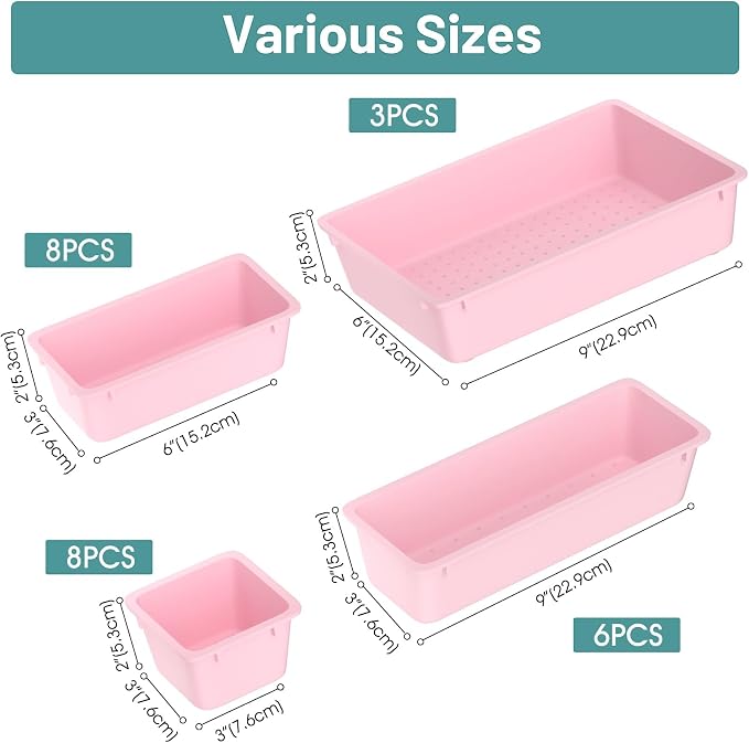 25 PCS Plastic Drawer Organizer Set, Makeup Organizers and Storage Bins | 4 - Image 2