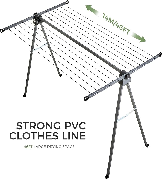 CROS Outdoor Portable Folding Clothesline, 46FT Heavy Duty Stainless Steel - Image 4