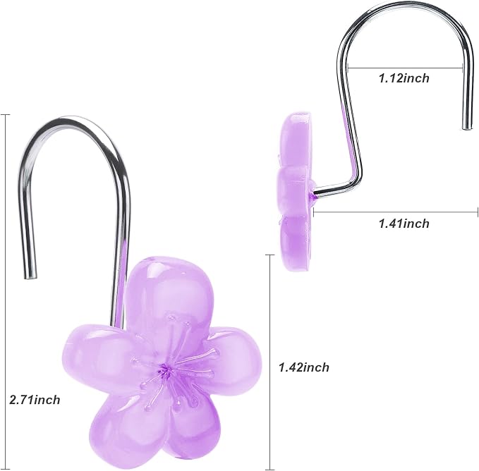 Cute Flower Shower Curtain Hooks, Glow in The Dark, Pretty Floral Themed - Image 5