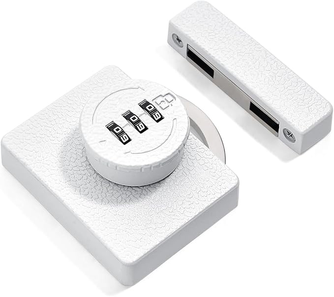 White Cabinet Lock,3 Digit Password Keyless,Anti Pry Mechanical Password Lock,Protect Privacy,for Drawer,Cabinets,Locker, Closet,Windows,Sliding Door,Bathroom,and Garden