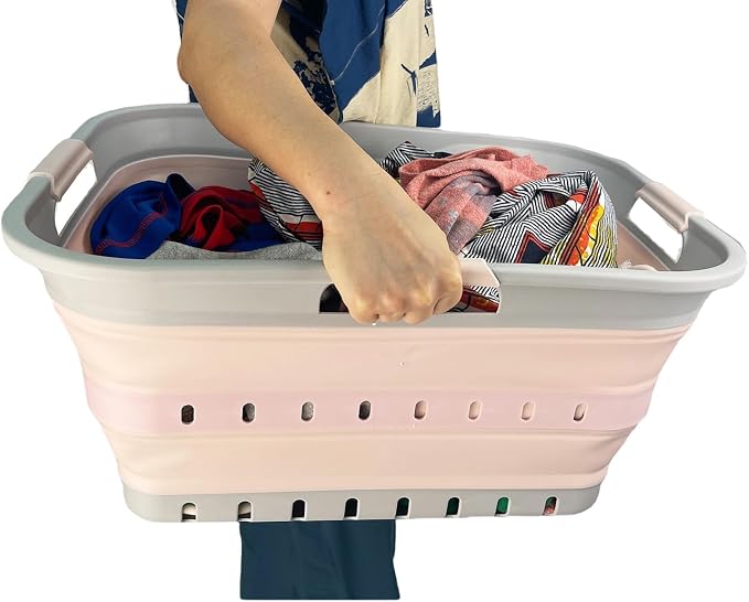SAMMART 42 Collapsible Plastic Laundry Basket, Foldable Pop Up Storage - Image 7