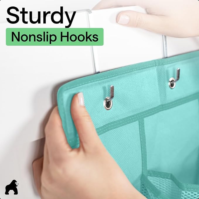 GORILLA GRIP Over the Door Shoe Organizer, 24 Large Pockets, Turquoise | - Image 9