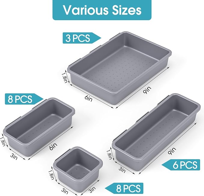 25 PCS Drawer Organizer Set, 4 Size Makeup Drawer Divider Organizer - Image 2