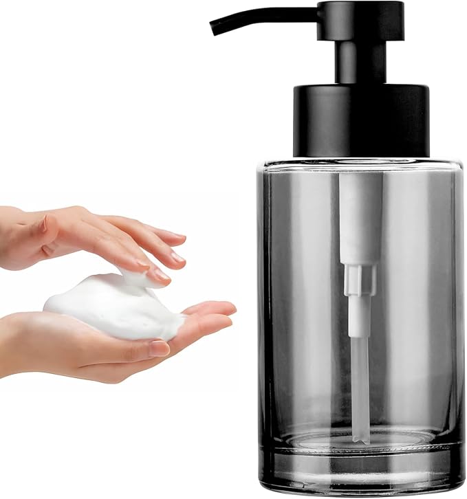 Enra Black Foaming Soap Dispenser, Thick Glass Bathroom Soap Dispenser | 12oz by Enra