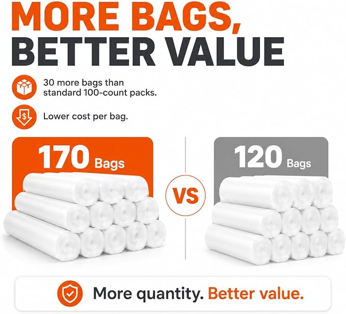 1.6 Gallon Small Trash Bags Garbage Bags by RayPard, fit 1, 1.6 Gal Waste Basket - Image 3
