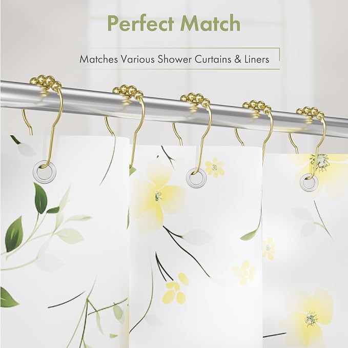 Gold Shower Curtain Hooks, Amazer Shower Curtain Rings Hooks, Rust Proof Shower - Image 6