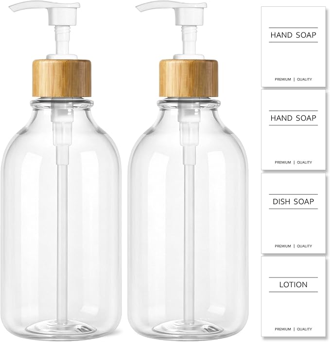 KASUNTING Clear Soap Dispenser, 2 Pack Plastic Dish Soap Dispenser by ALPIRIRAL
